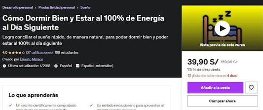 Curso Cómo Dormir Bien y Estar al 100% de Energía al Día Siguiente